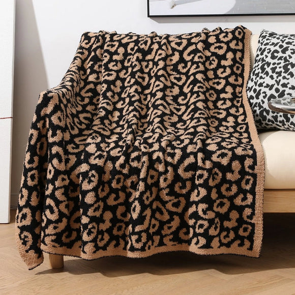 CAMEL LEOPARD BLANKET