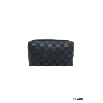 BLACK CHECKERED COSMETIC POUCH