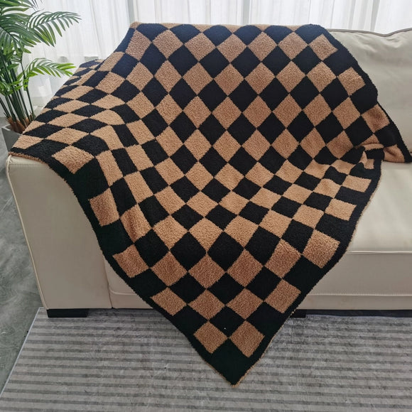 BROWN CHECKERED BLANKET