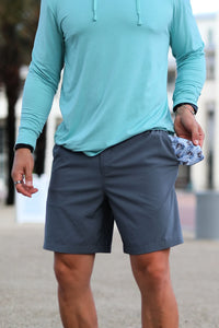 THE GREG EVERYDAY RIVER ROCK GRAY SHORTS