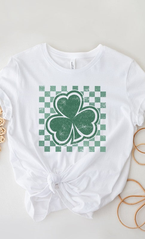 LUCKY CHECKERED CLOVER GRAPHIC TEE